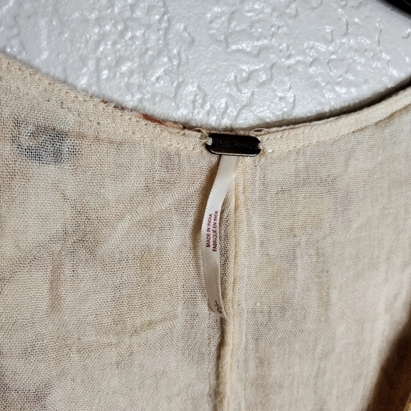 Free People Freddy Cocoa Floral Printed Short Sleeve Mini Dress Sz L - Picture 5 of 8